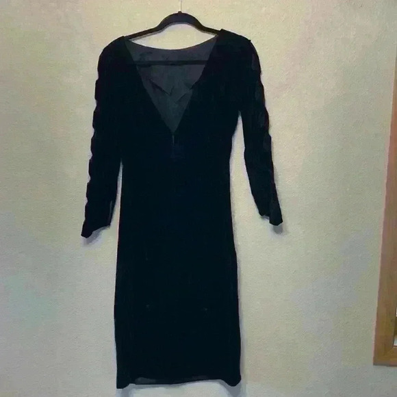 Anita modes velvet sexy black dress sz XS open back cut outs high neck knee - Picture 11 of 12